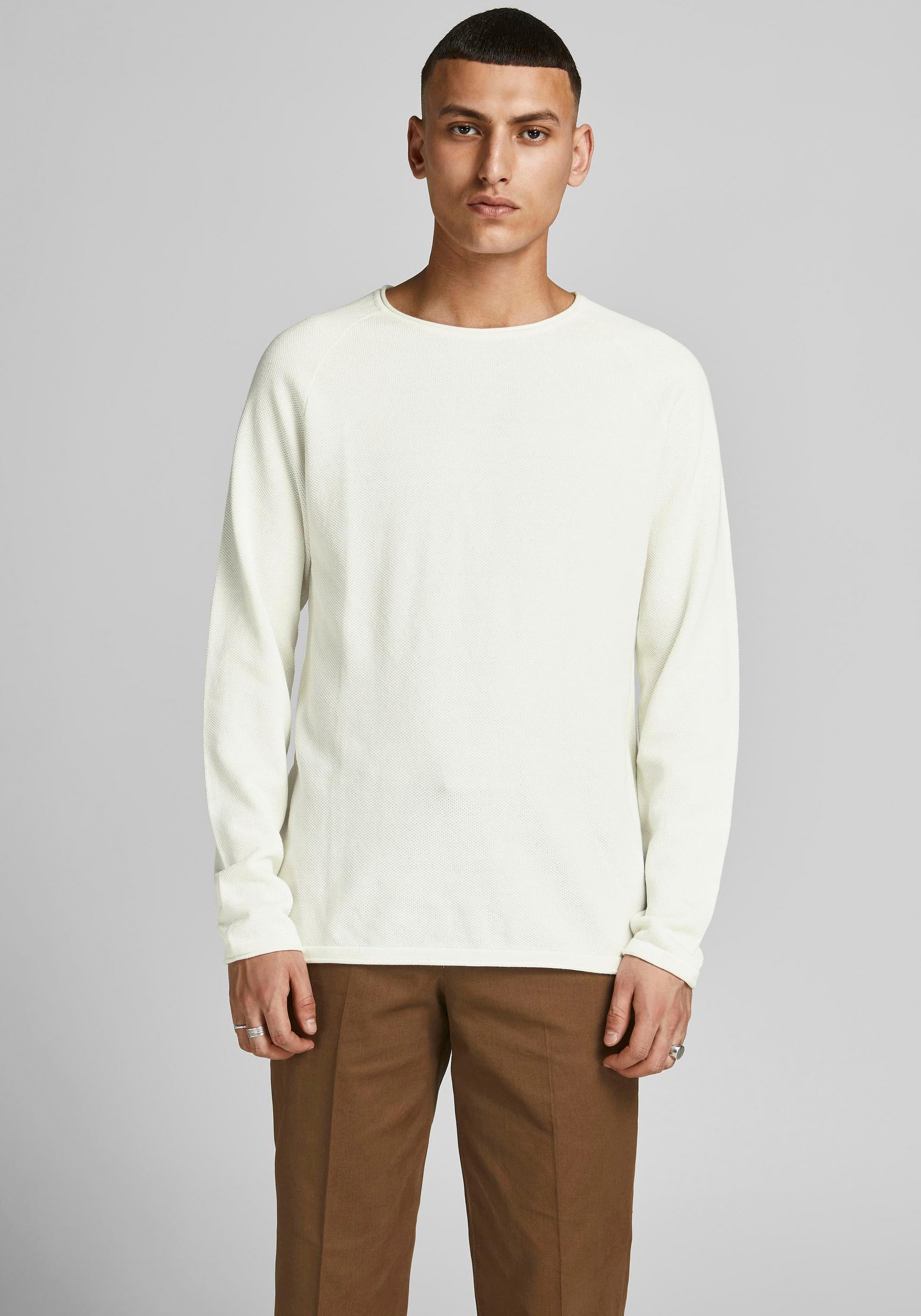 Jack & Jones Rundhalspullover JJEHILL KNIT CREW NECK NOOS aus Strukturstric günstig online kaufen