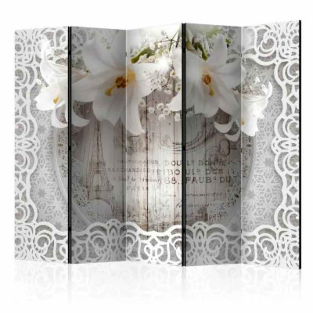 artgeist Paravent Lilies and Quilted Background II [Room Dividers] weiß/gra günstig online kaufen