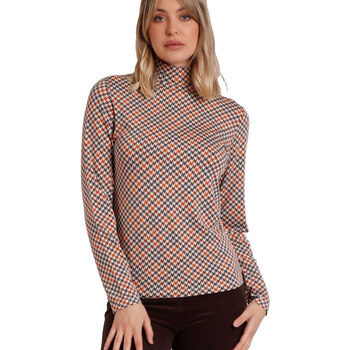 Admas  Blusen Top mit langen Ärmeln und Stehkragen Houndstooth günstig online kaufen