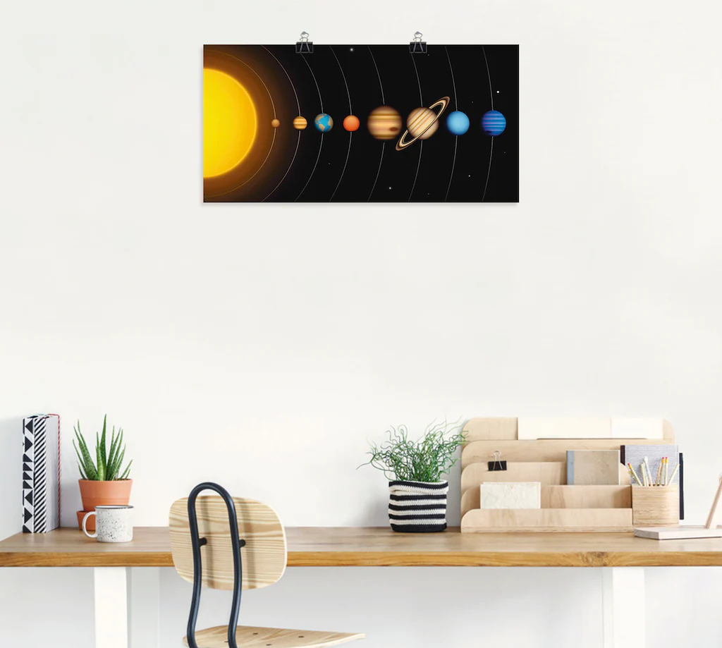 Artland Wandbild "Vector Sonnensystem mit Planeten", Sonnensystem, (1 St.), günstig online kaufen