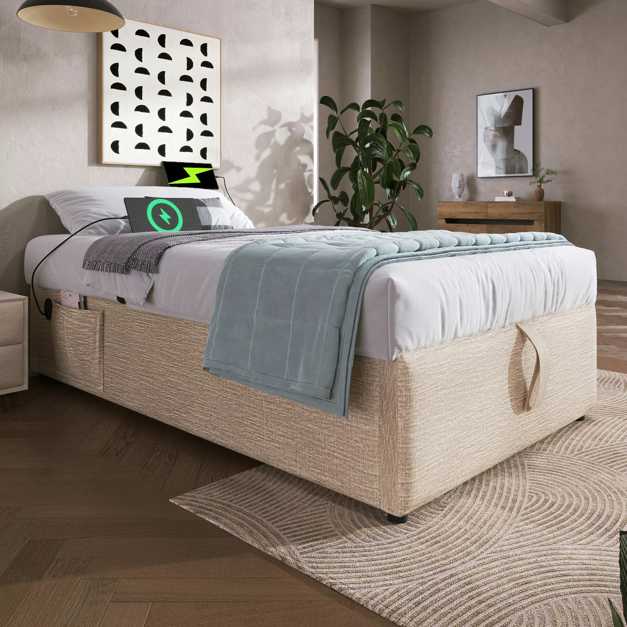 TavilaEcon Boxspringbett mit USB- C und günstig online kaufen