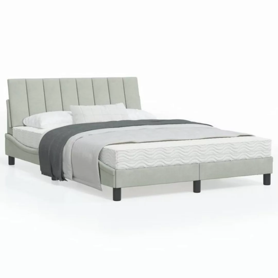 vidaXL Bett Bett mit Matratze Hellgrau 120x200 cm Samt günstig online kaufen