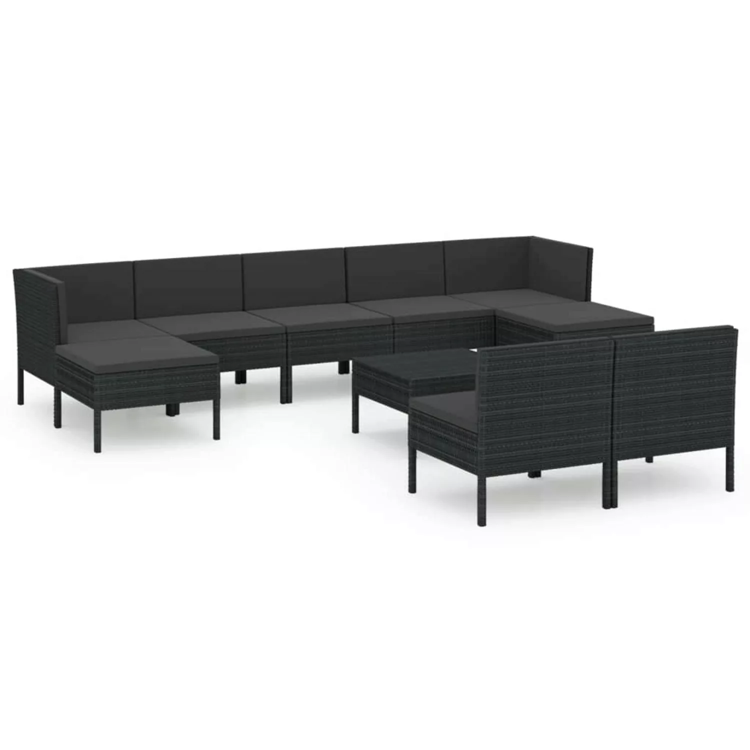 vidaXL 10-tlg Garten-Lounge-Set mit Auflagen Poly Rattan Schwarz Modell 16 günstig online kaufen