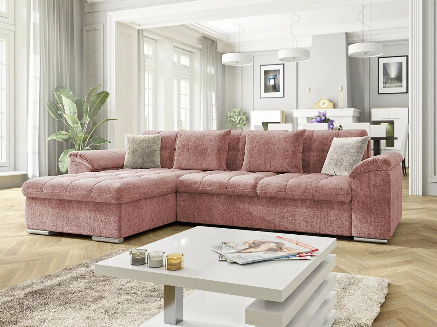 MIRJAN24 Ecksofa Diana Premium, mit Bettkasten und Schlaffunktion, Kissen-S günstig online kaufen