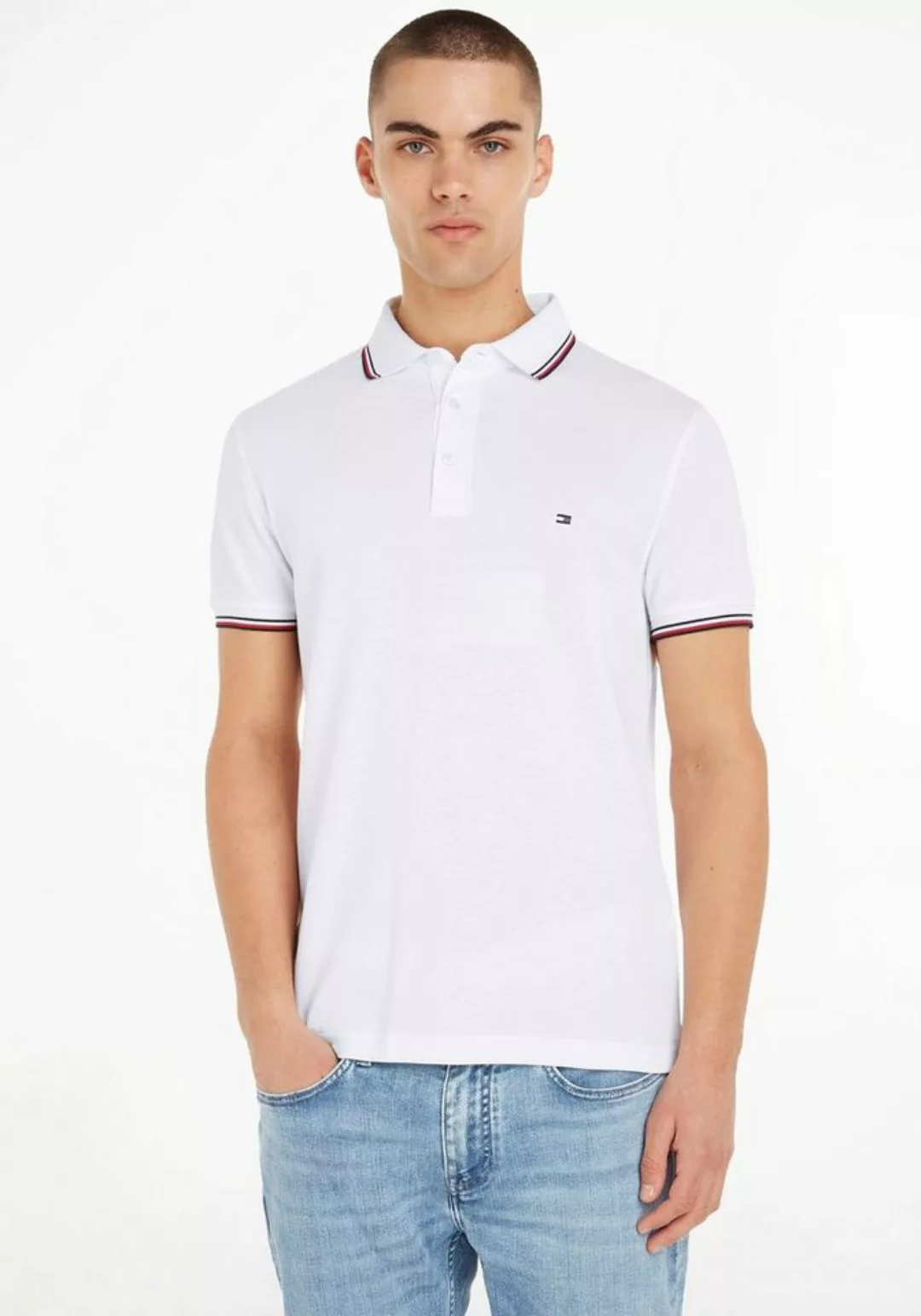 Tommy Hilfiger Poloshirt 1985 RWB TIPPED SLIM POLO mit TH-Farben an Ärmel u günstig online kaufen