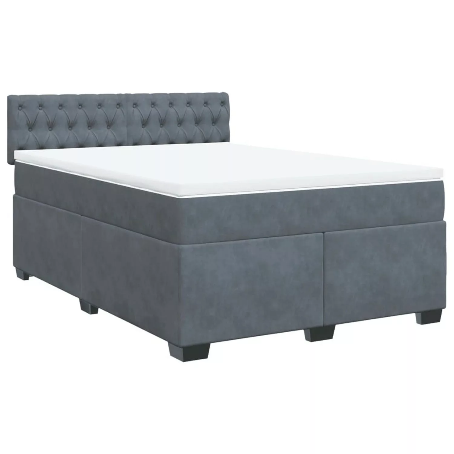 vidaXL Boxspringbett mit Matratze Dunkelgrau 140x190 cm Samt2099147 günstig online kaufen