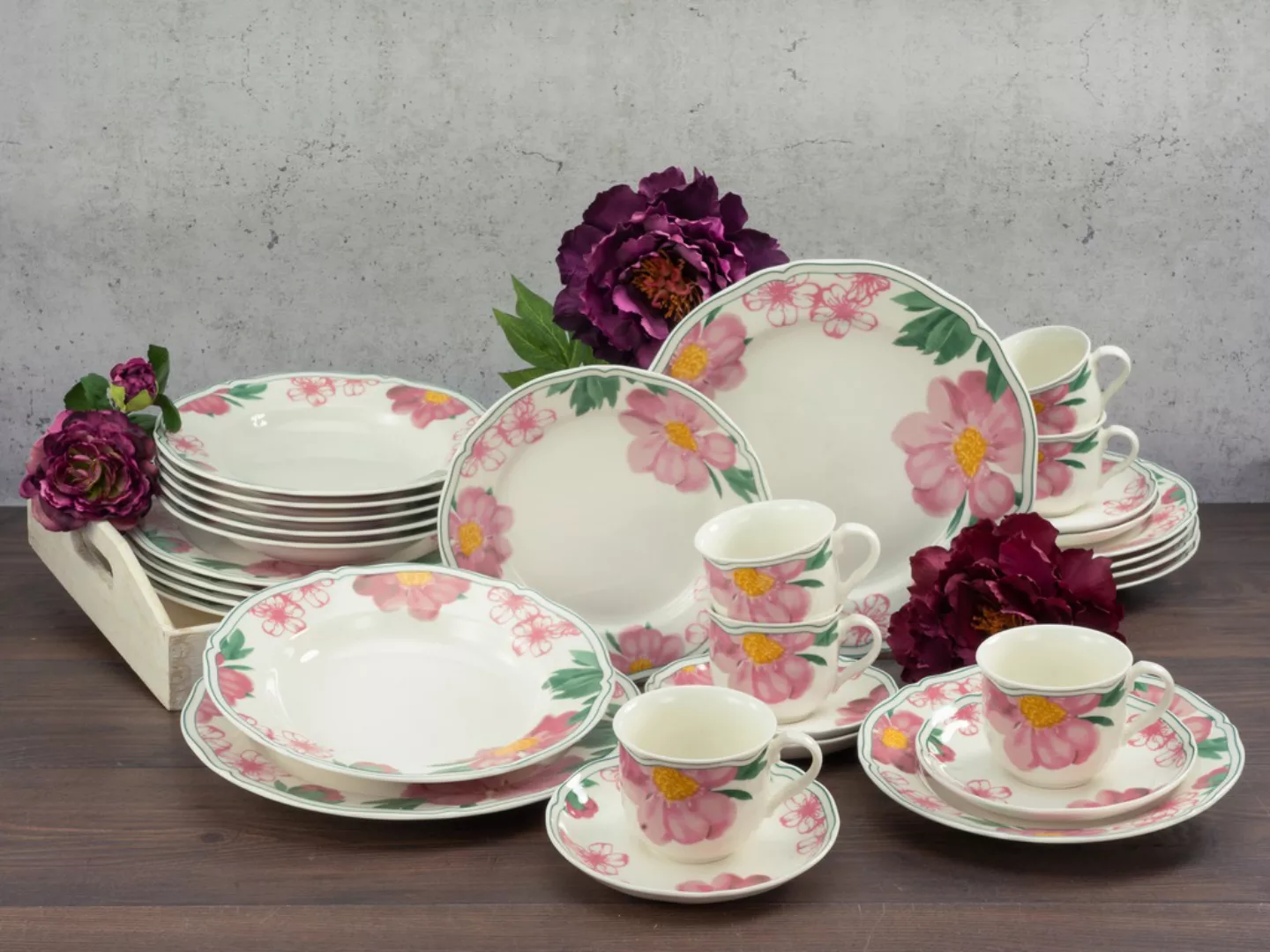 CreaTable Kaffeeservice Alba Rose multicolor Porzellan 18 tlg. günstig online kaufen