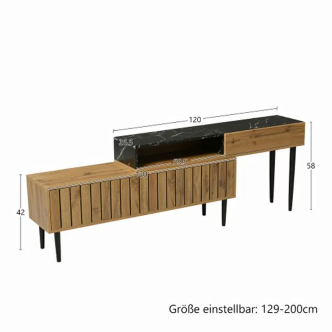 Mia&Coco TV-Schrank Moderner TV-Ständer mit Marmor- und Holzmaserungsdesign günstig online kaufen