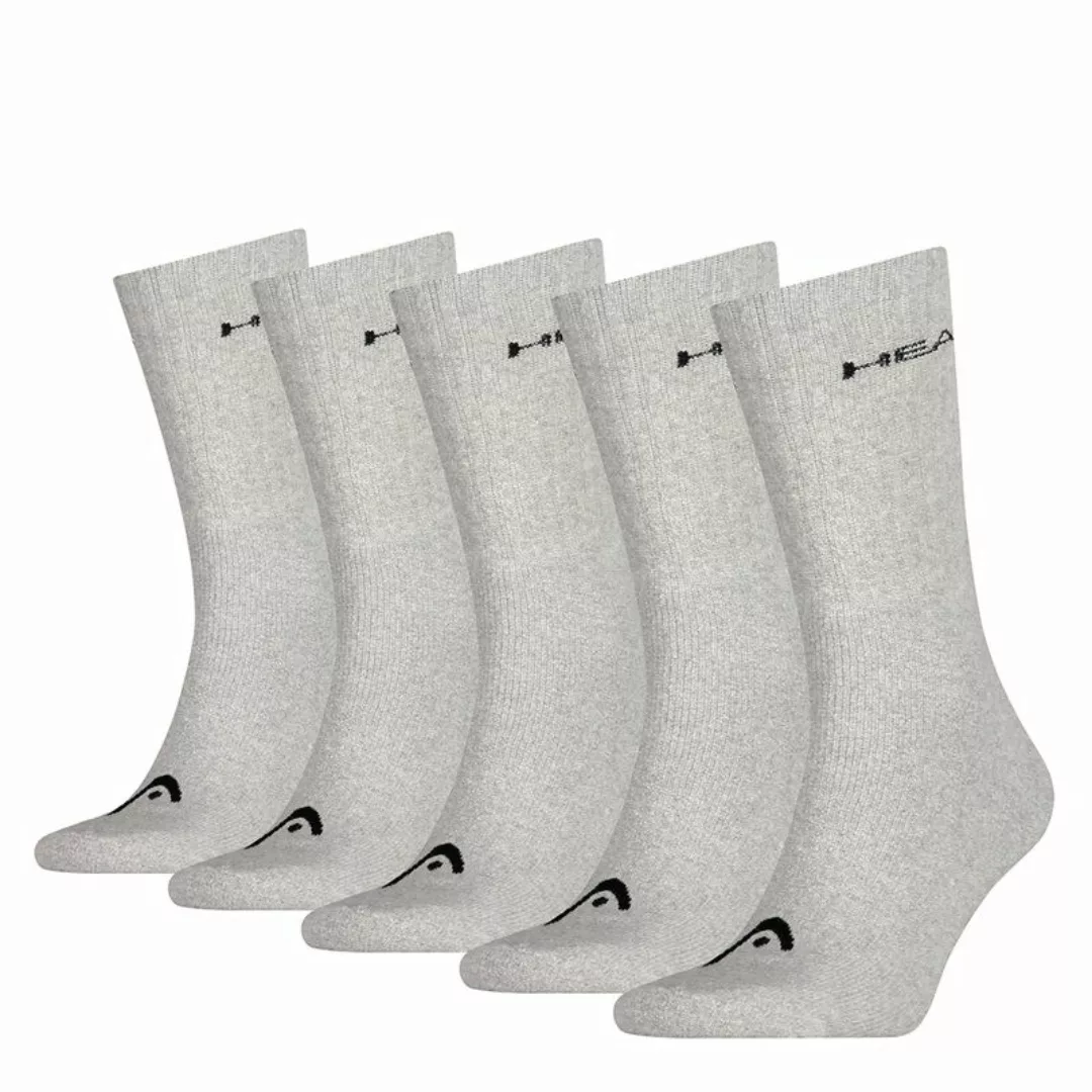 HEAD Unisex Crew Socken - Kurzsocken, 5er Pack, einfarbig Grau 39-42 günstig online kaufen