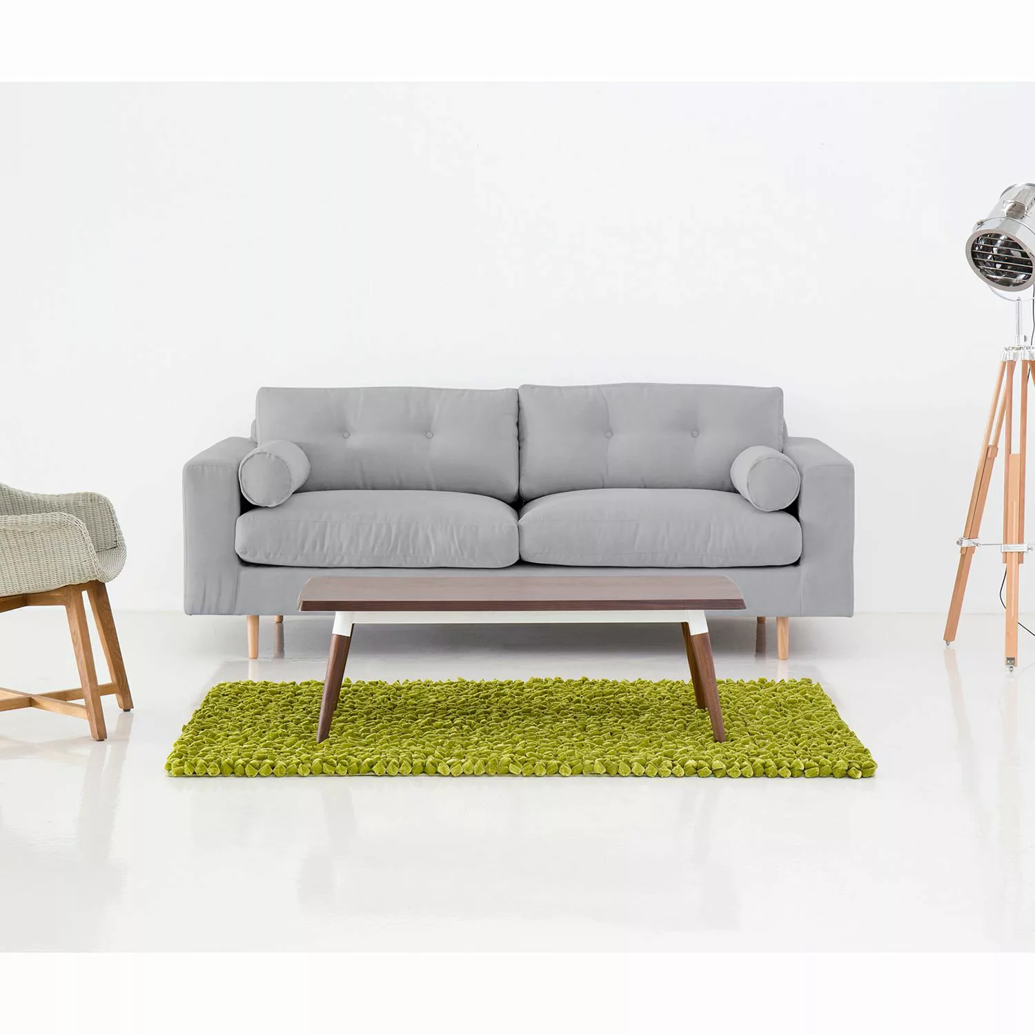 home24 Studio Copenhagen Sofa Marlon 3-Sitzer Grau Webstoff 214x80x90 cm günstig online kaufen