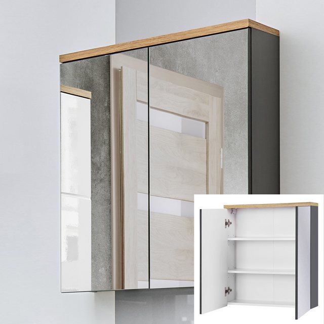 Lomadox Spiegelschrank SOLNA-56 60 cm, Hochglanz grau, B x H x T ca. 60 x 7 günstig online kaufen