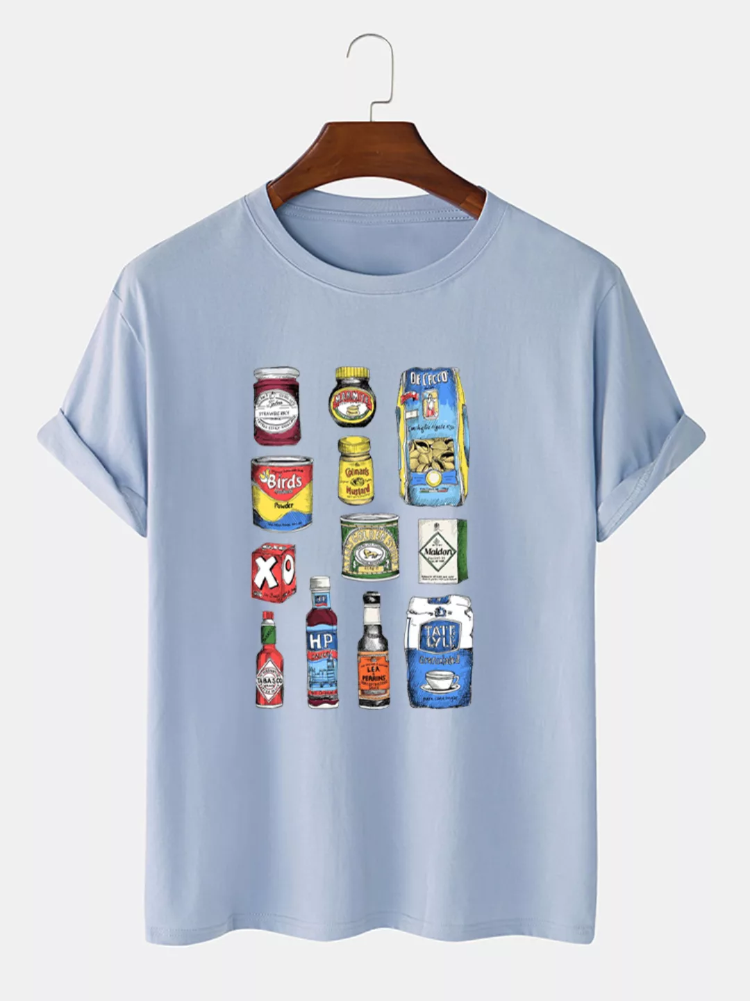 Mens Bottle Pattern Print Atmungsaktive Casual Loose O-Neck T-Shirts günstig online kaufen