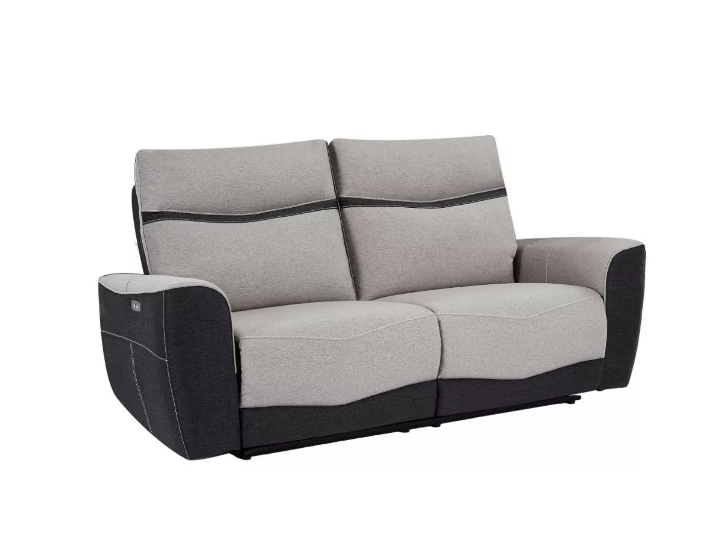 Relaxsofa elektrisch 3-Sitzer - Stoff - Grau & Anthrazit - DAMON günstig online kaufen
