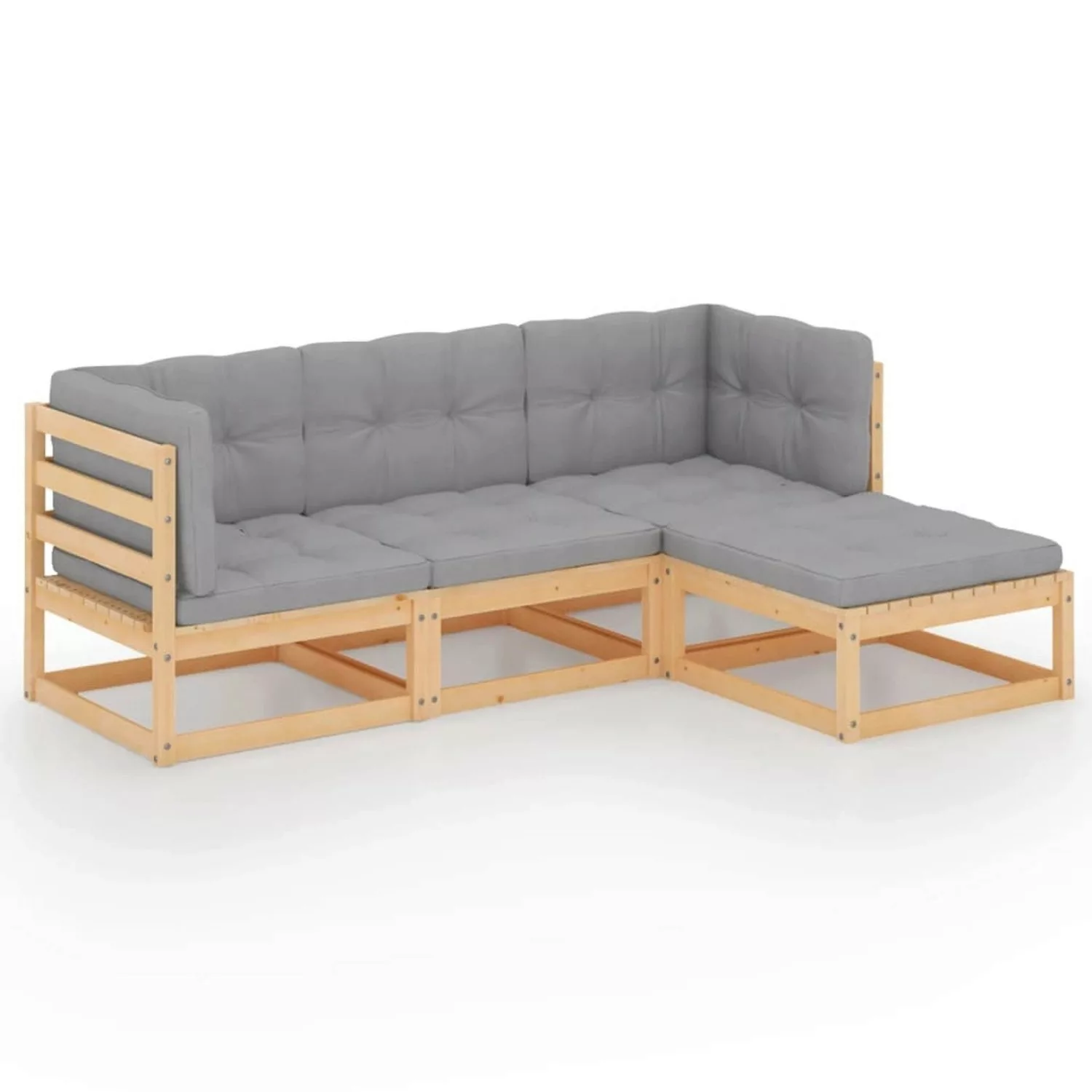 4-tlg. Garten-lounge-set Mit Kissen Kiefer Massivholz günstig online kaufen