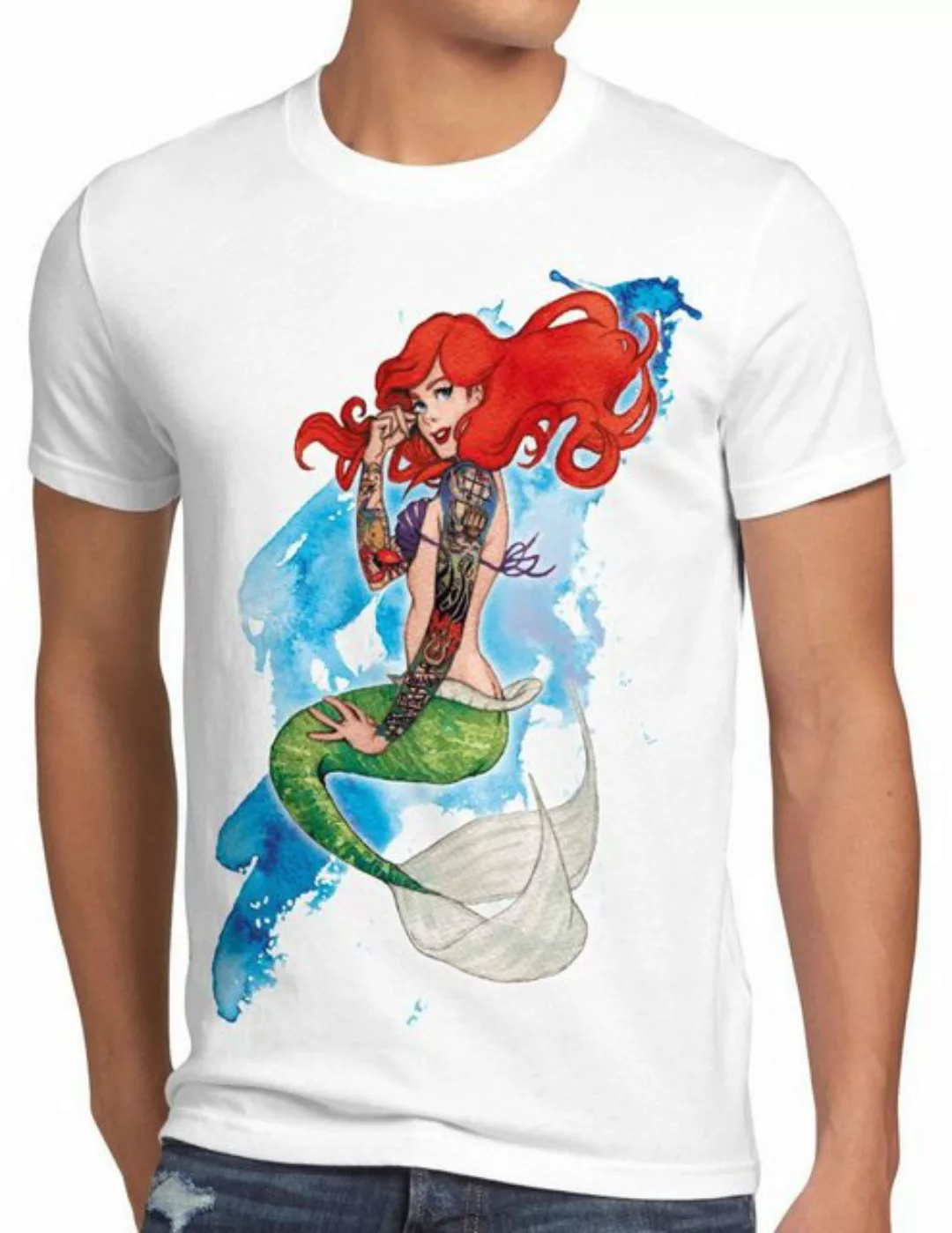 style3 Print-Shirt Herren T-Shirt Arielle Tattoo meerjungfrau tätowiert bik günstig online kaufen