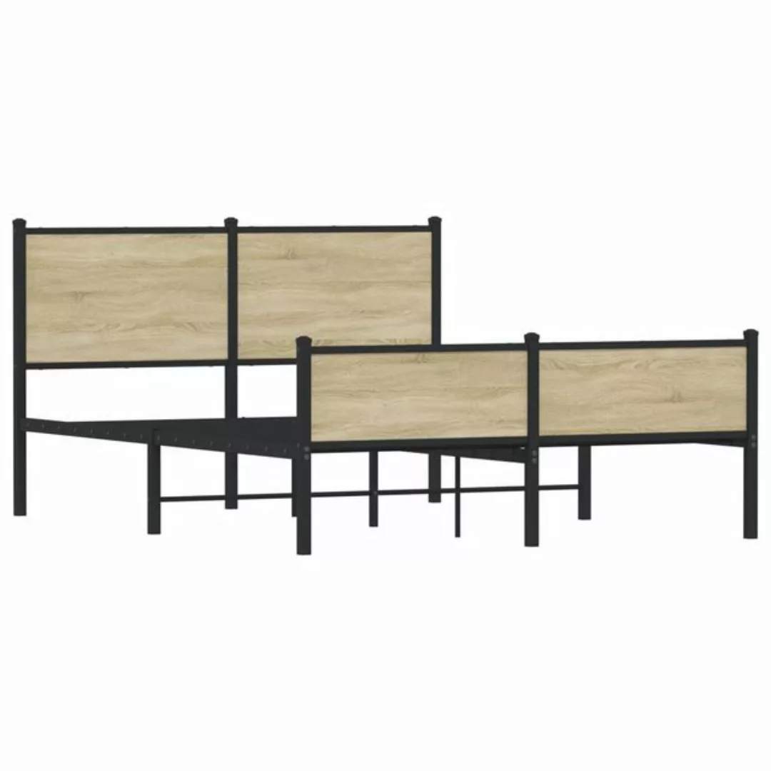 vidaXL Bett Metallbett ohne Matratze Sonoma-Eiche 140x190 cm günstig online kaufen