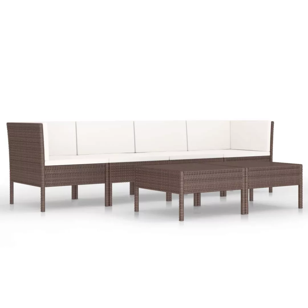 6-tlg. Garten-lounge-set Mit Auflagen Poly Rattan Braun günstig online kaufen