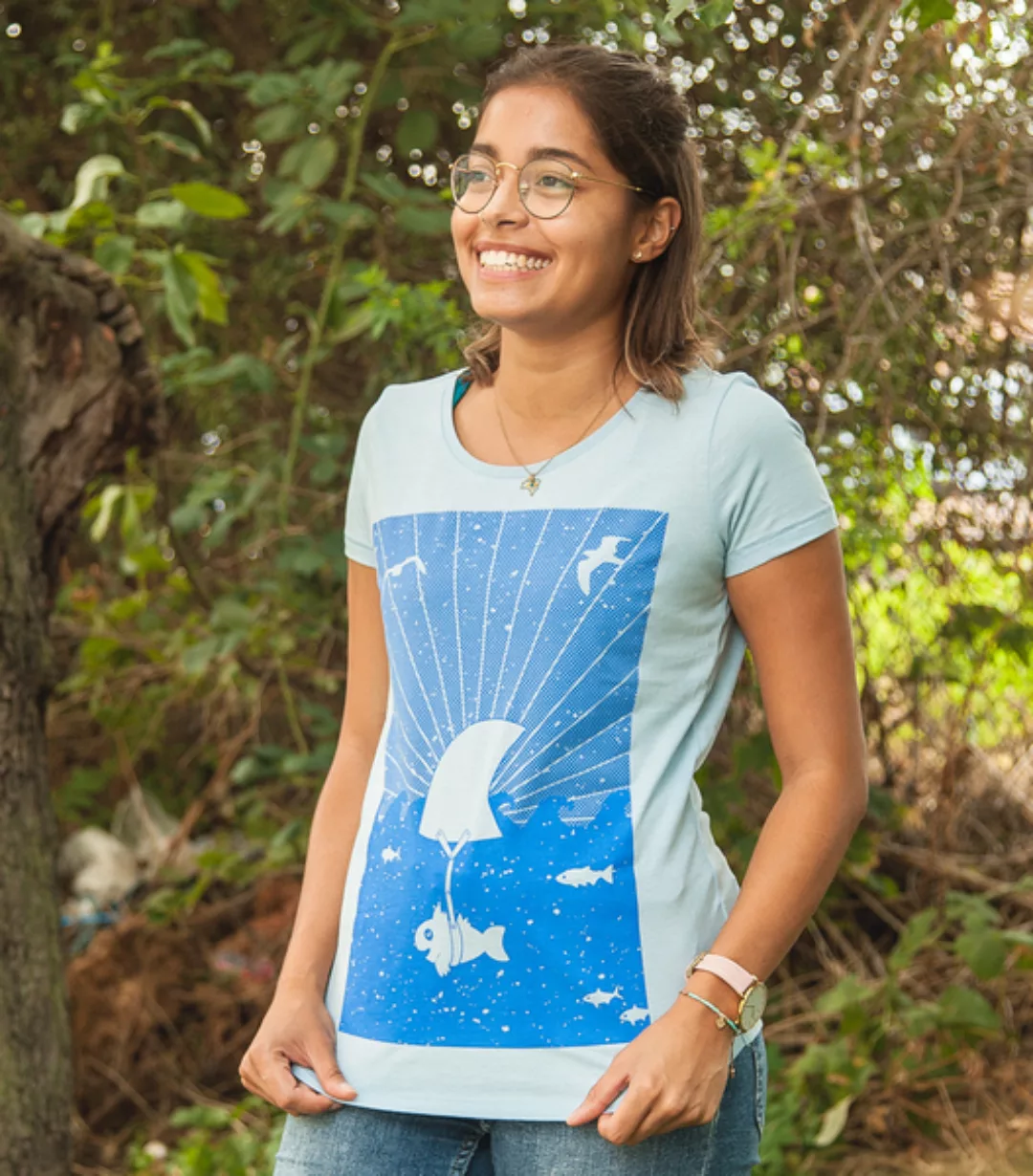 T-shirt "Hai Fisch" Fin Flosse - Fair Wear Frauen T-shirt günstig online kaufen