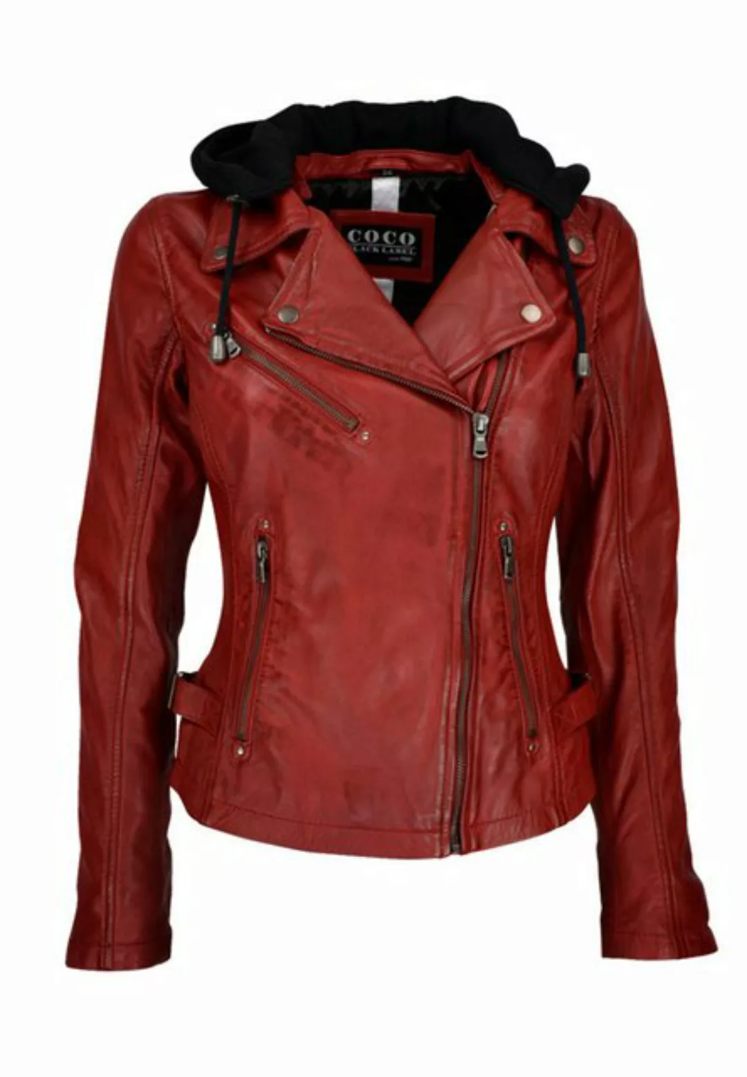 CBL Lederjacke MQ-45740 im Biker Style mit Reverkragen und abnehmbarer Kapu günstig online kaufen