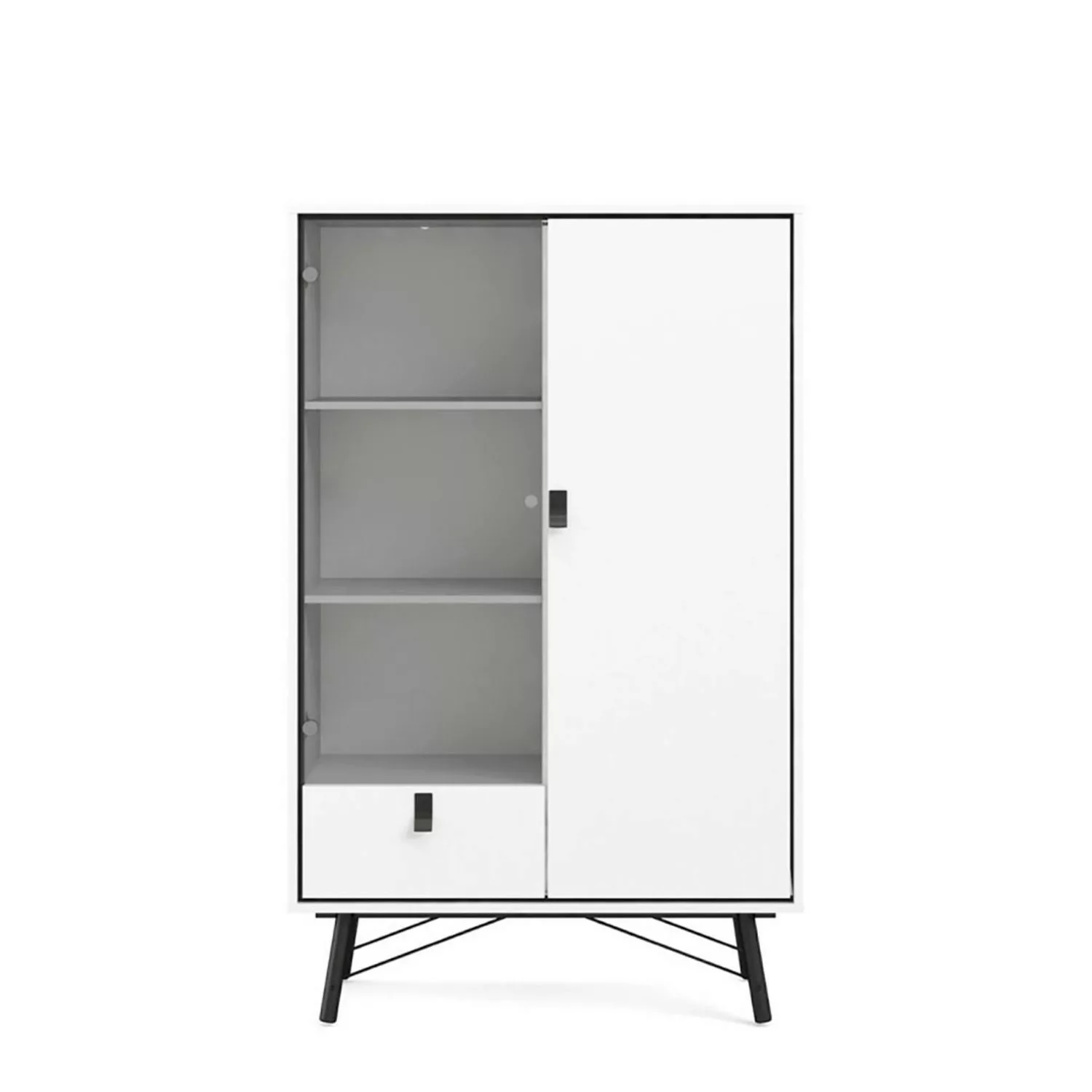 ebuy24 Rye Vitrinenschrank 1 Glastür 1 Tür 1 Schublade Mattweiss günstig online kaufen