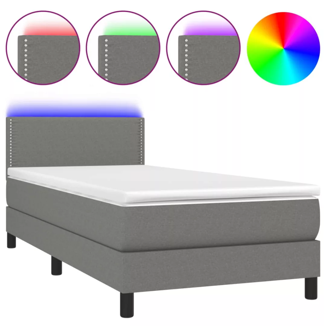 Vidaxl Boxspringbett Mit Matratze & Led Dunkelgrau 80x200 Cm Stoff günstig online kaufen