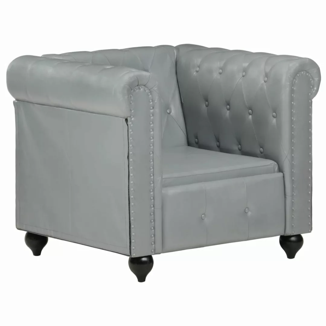 Chesterfield-sessel Grau Echtleder günstig online kaufen