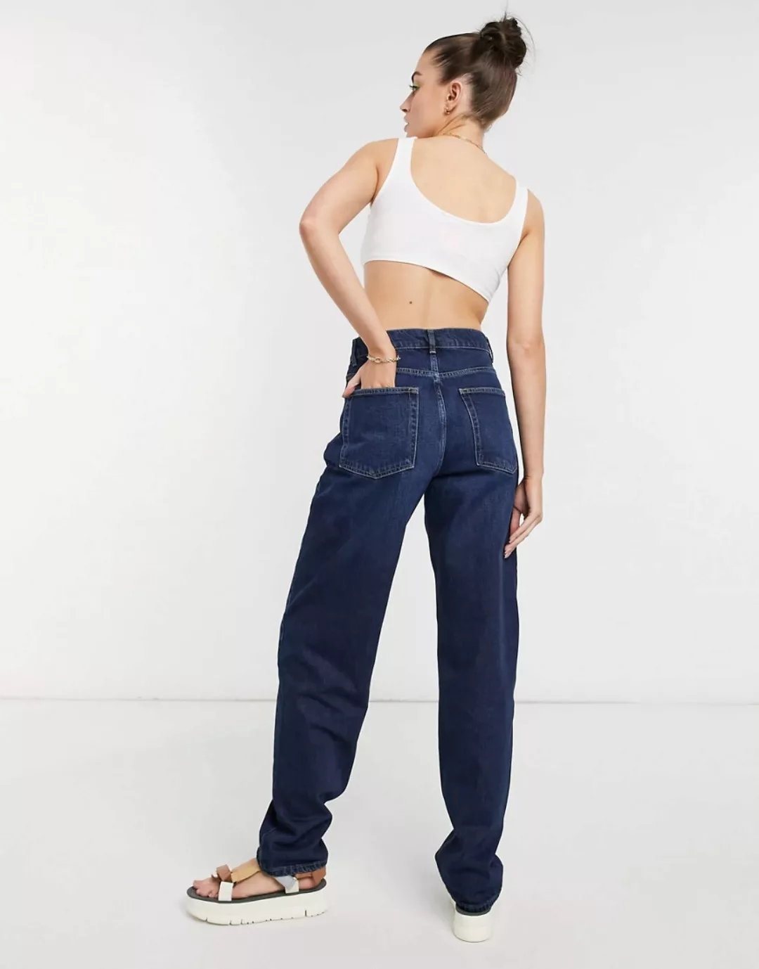 Aligne – Dad-Jeans aus Bio-Baumwolle in verwaschenem Mittelblau günstig online kaufen