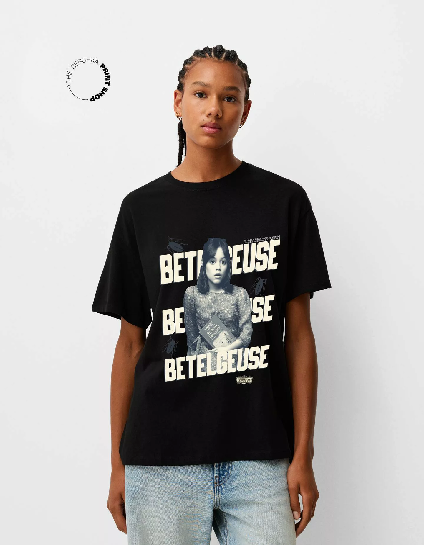 Bershka Oversize-T-Shirt Beershka X Beetlejuice Mit Kurzen Ärmeln Damen Xl günstig online kaufen