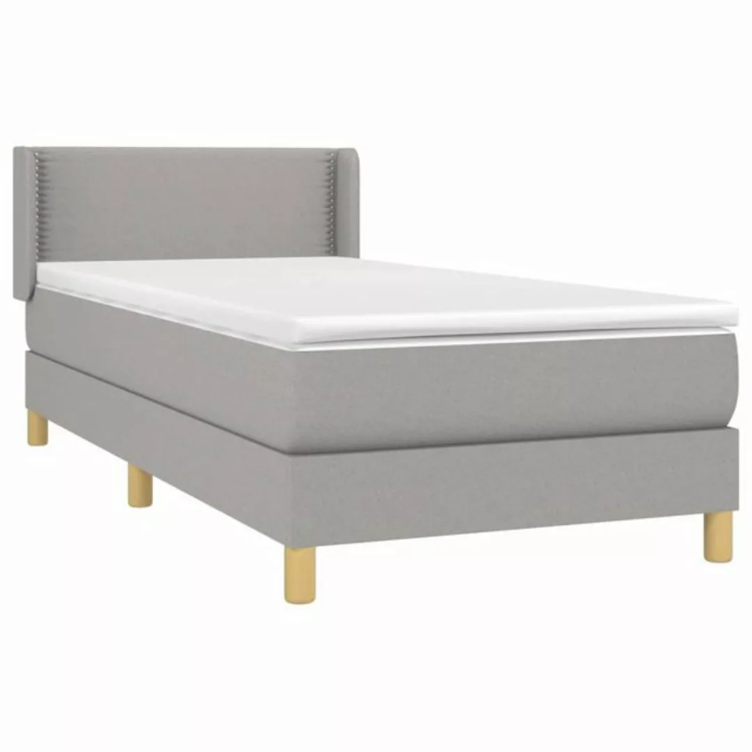 vidaXL Boxspringbett Boxspringbett mit Matratze Hellgrau 80x200 cm Stoff Be günstig online kaufen