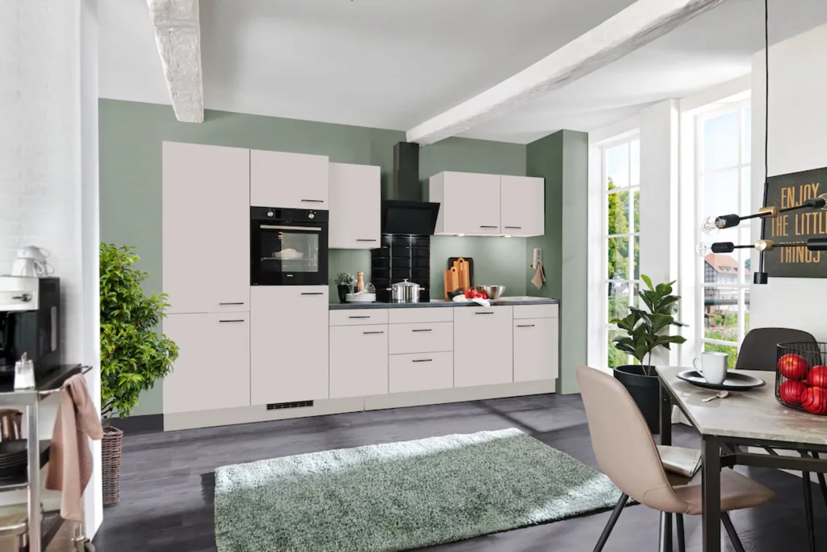 wiho Küchen Küche "Nisos", Soft-Close, 340 cm, Backofen matt schwarz, Teles günstig online kaufen