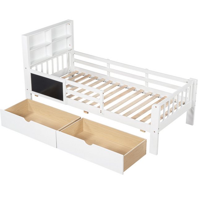 HAUSS SPLOE Kinderbett 90x200cm mit Mehrfunktionen, Schubladen und Tafel, o günstig online kaufen