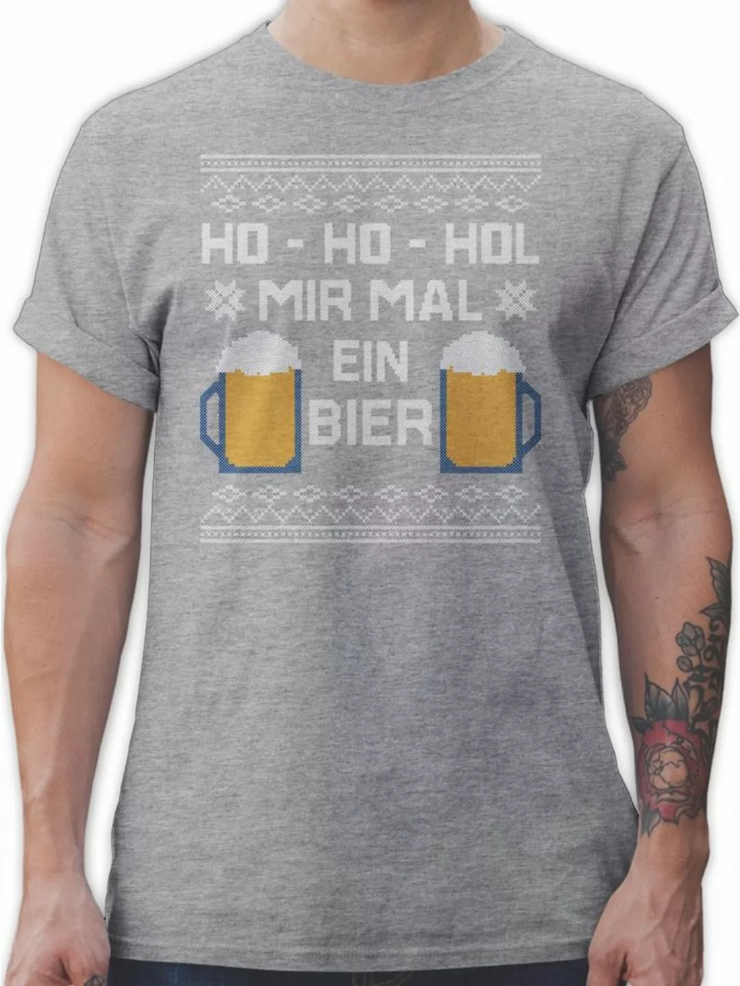 Shirtracer T-Shirt Ho Ho Hol mir mal ein Bier Weihachten Kleidung günstig online kaufen