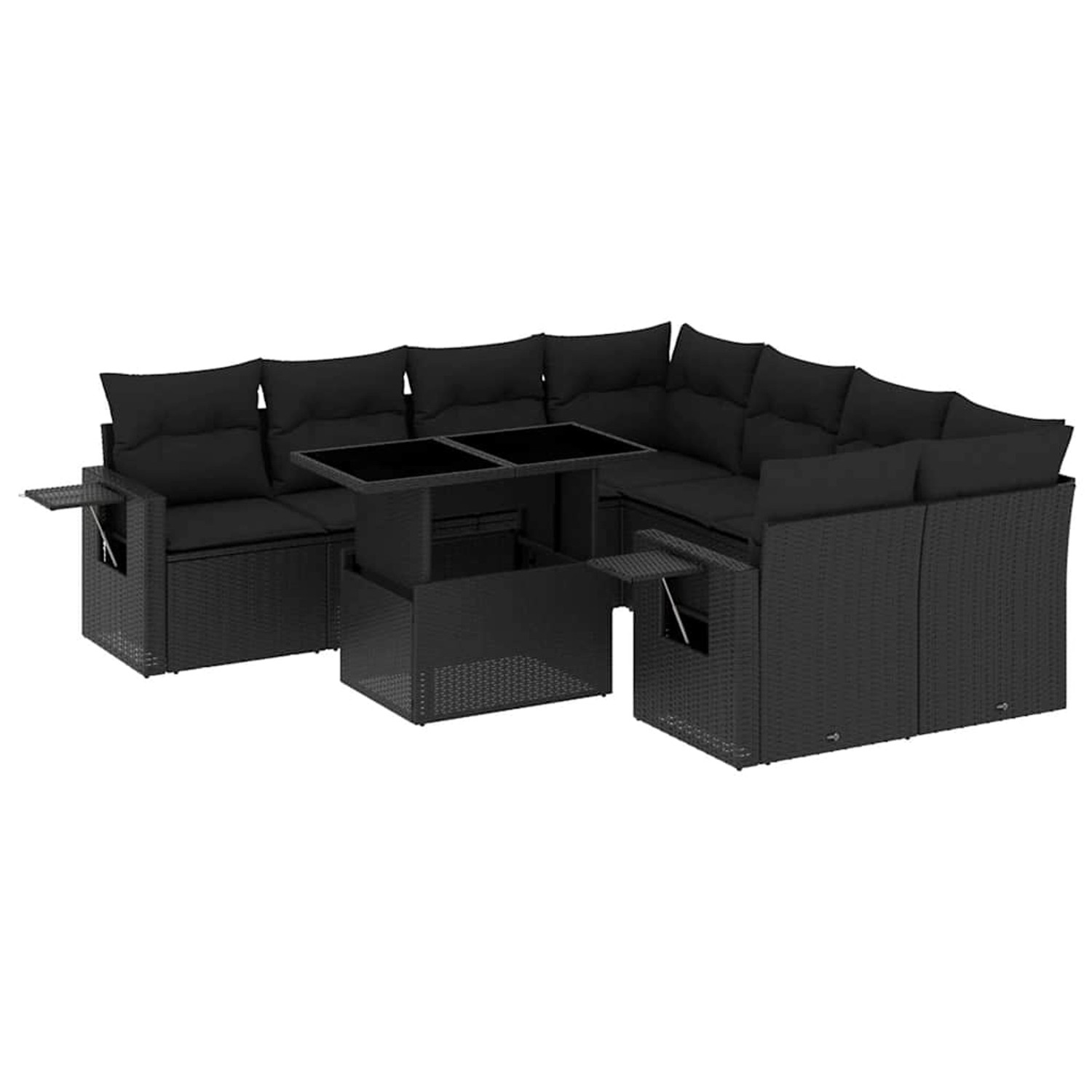 vidaXL 9-Tlg Garten-Sofagarnitur mit Kissen Schwarz Poly Rattan 3267795 günstig online kaufen
