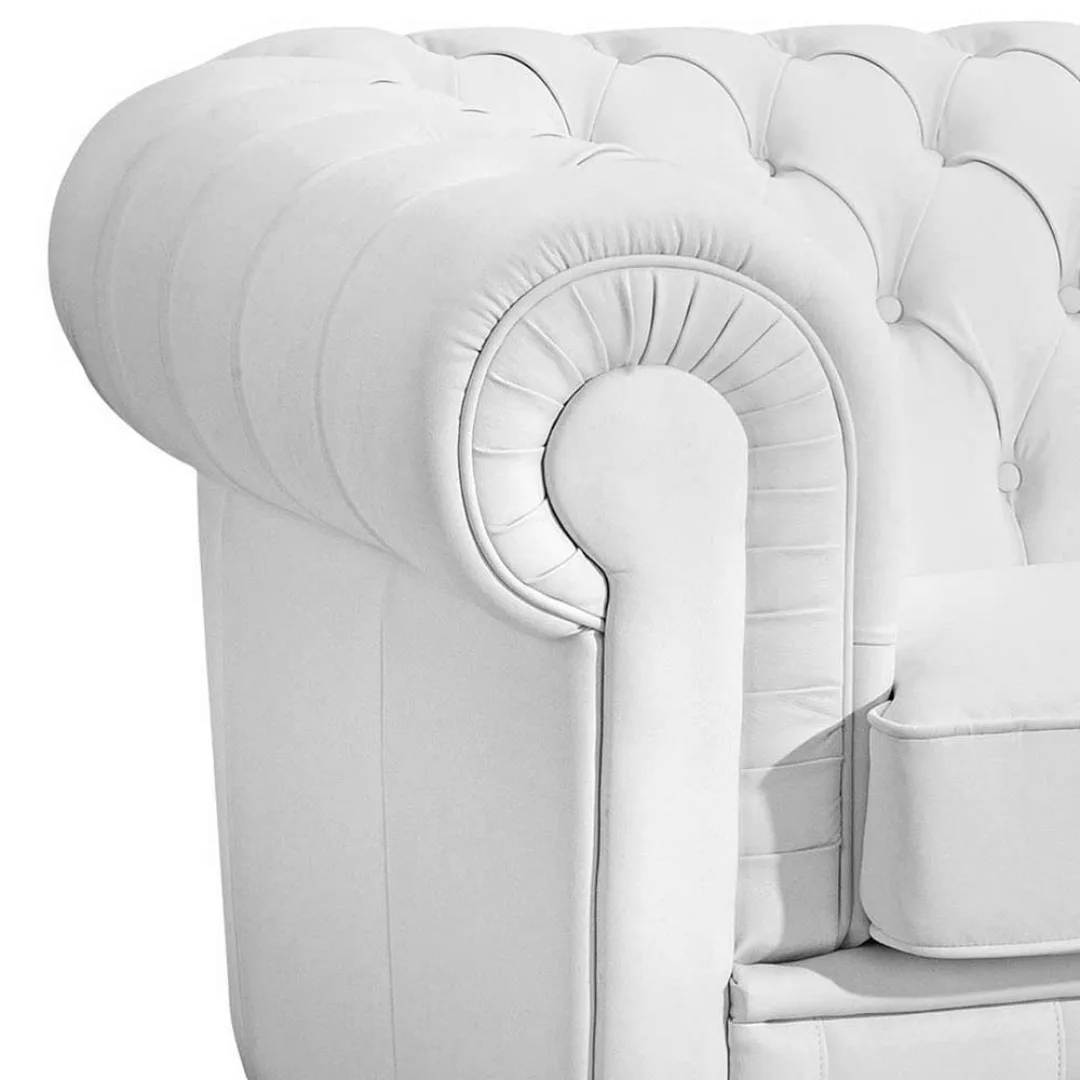 Zweier Sofa Leder weiss im Chesterfield Look 172 cm breit günstig online kaufen