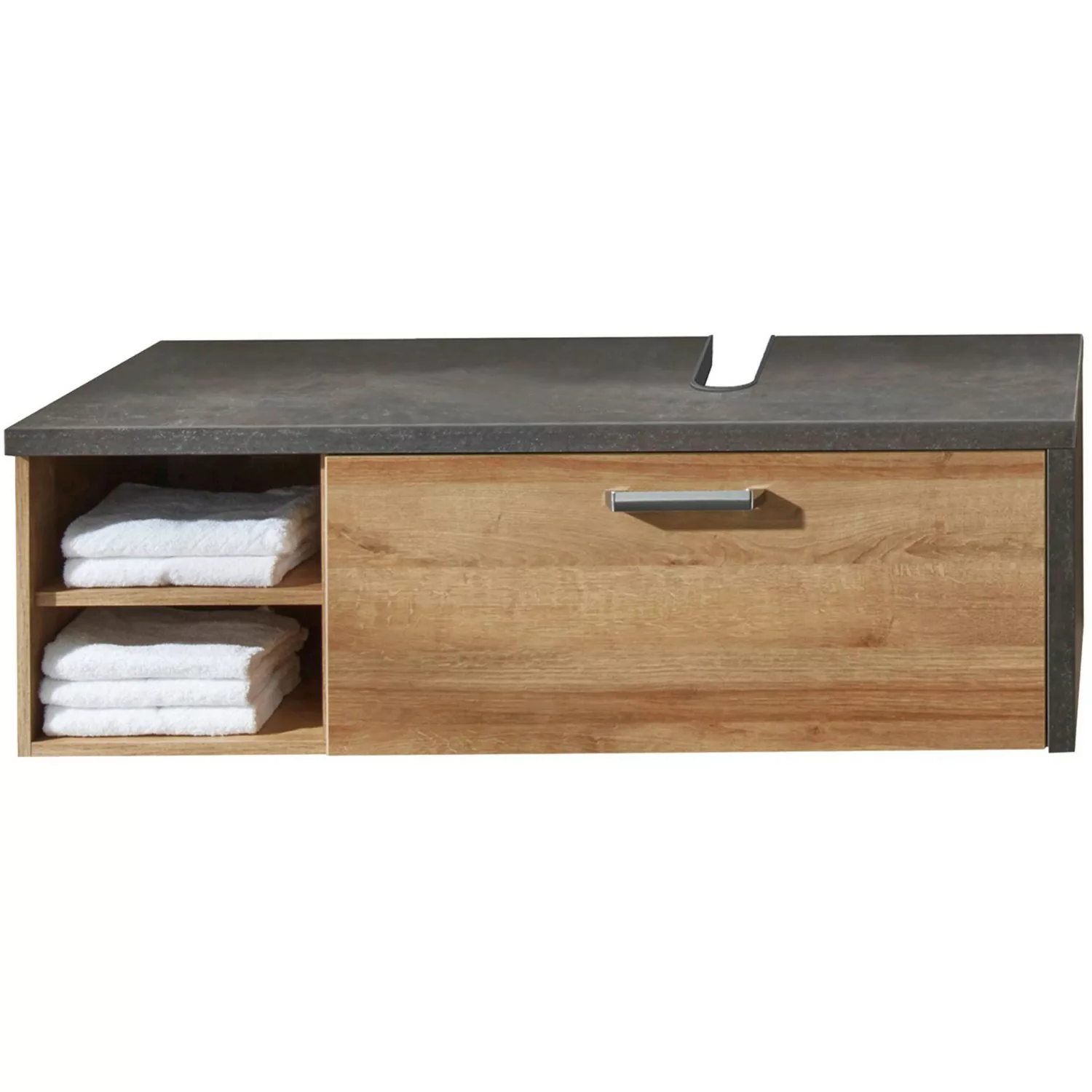 trendteam Hochschrank Bay (Bad Hängeschrank in Eiche mit grau, 48 x 160 cm) günstig online kaufen