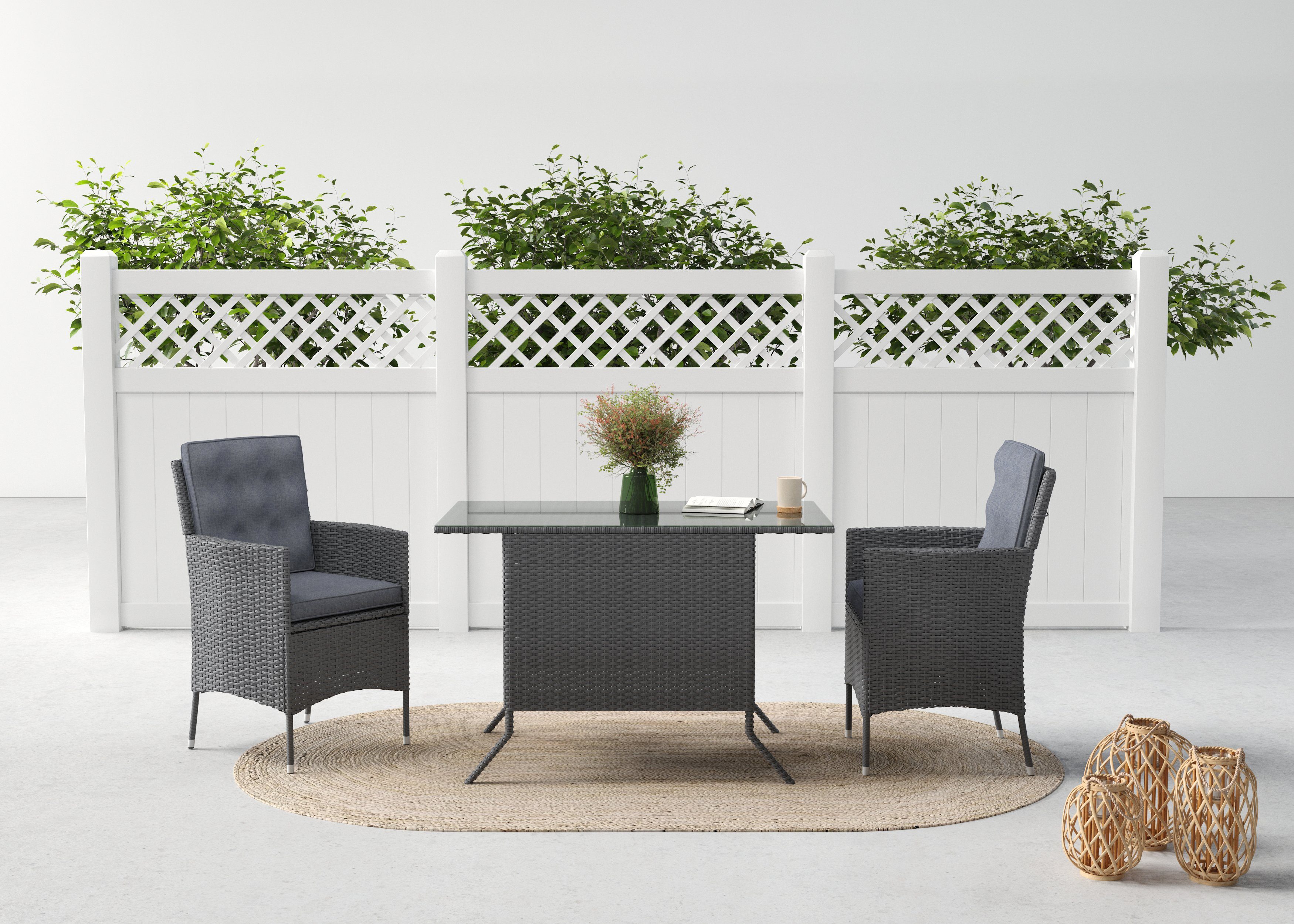 KONIFERA Garten-Essgruppe "Korfu", (Set, 5 tlg., 2x Sessel, 1x Tisch 112x65 günstig online kaufen