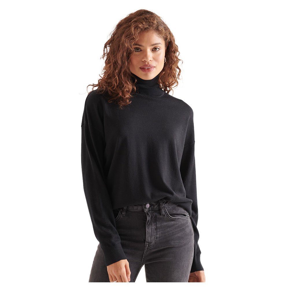 Superdry Merino Drop Shoulder Rollkragen Sweater L Black günstig online kaufen