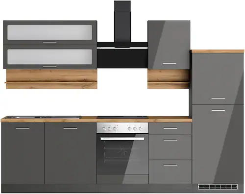 KOCHSTATION Küchenzeile »KS-Milan«, 280 cm breit, robuste Metallauszüge, vi günstig online kaufen