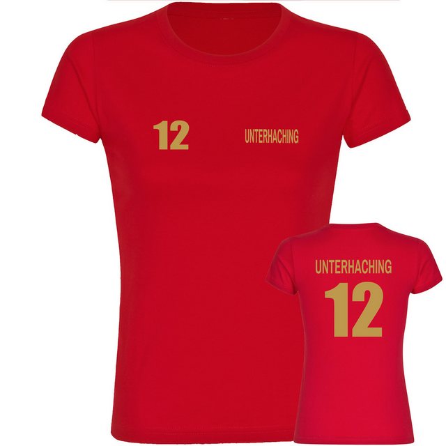 multifanshop T-Shirt Damen Unterhaching - Trikot Nummer 12 gold - Frauen günstig online kaufen