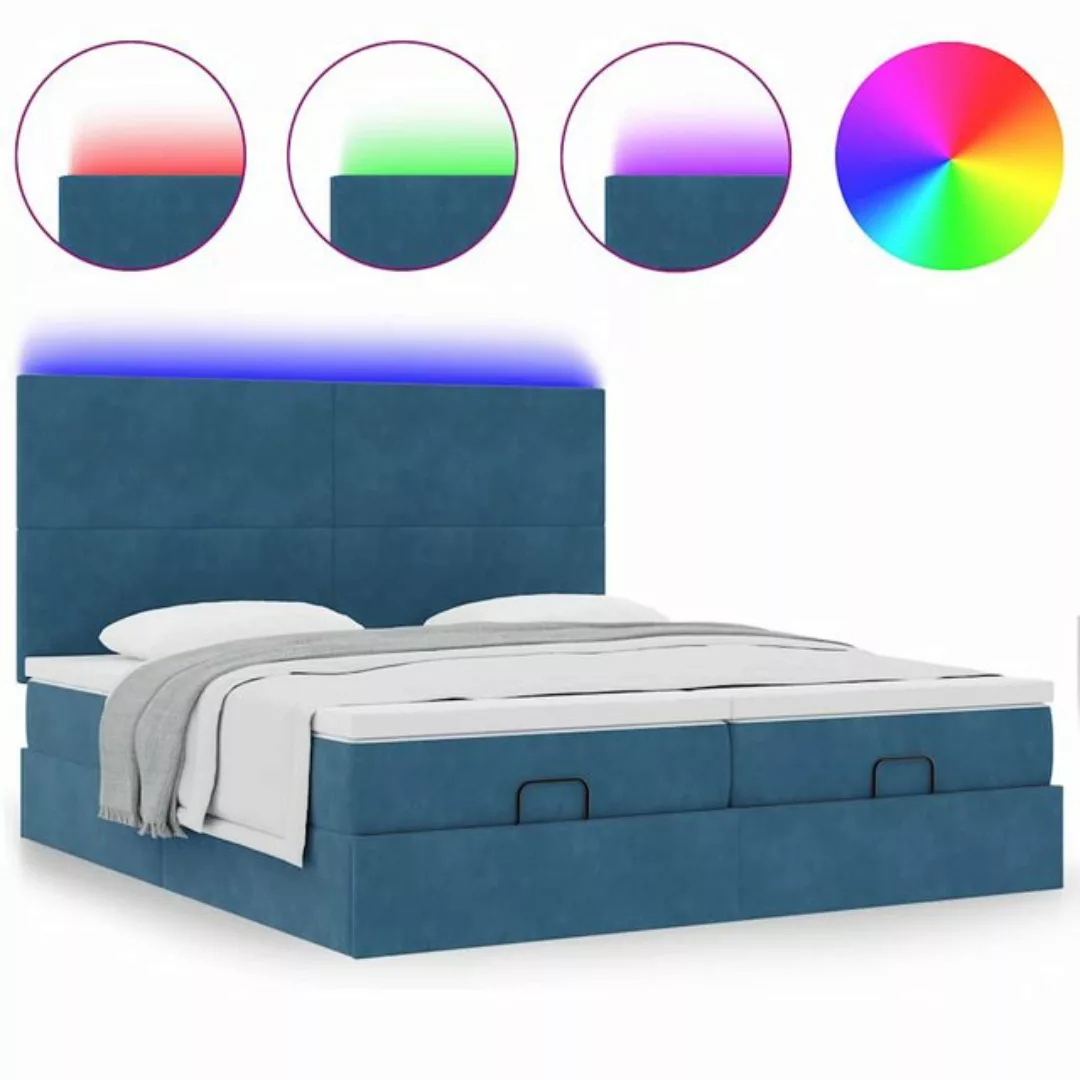 vidaXL Bett Ottoman-Bett mit Matratzen & LEDs Dunkelblau 160x200 cm Samt günstig online kaufen