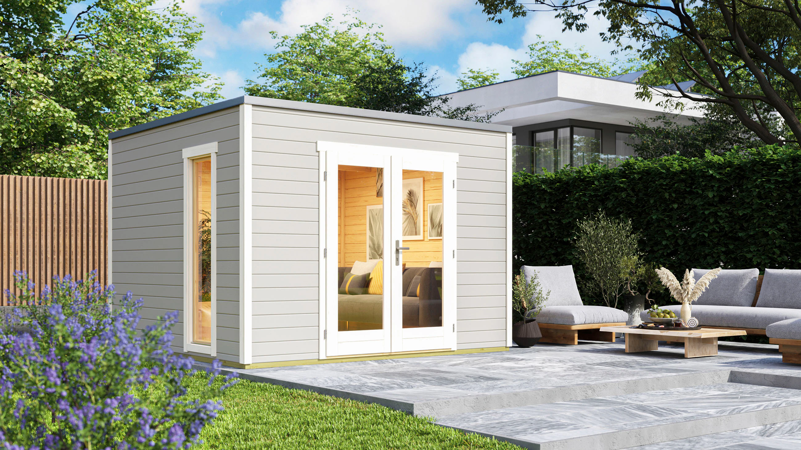 weka Gartenhaus "Designhaus P285", mit Panorama-Glastüren und hohem Fenster günstig online kaufen