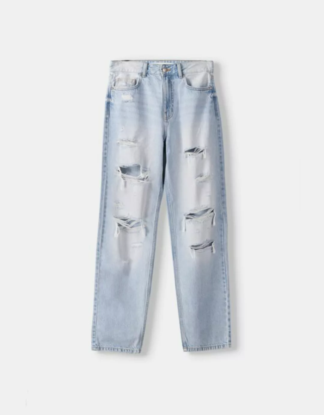 Bershka Cropped-Jeans Im Straight-Fit Bskteen 40 Hellblau günstig online kaufen