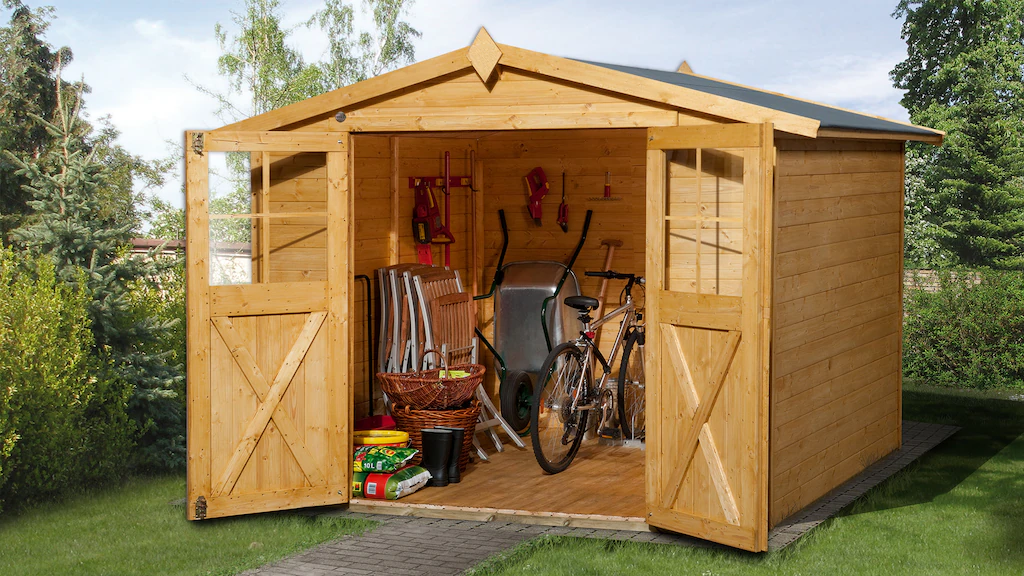 Weka Holz-Gartenhaus Parma Satteldach Lasiert 254 cm x 217 cm günstig online kaufen