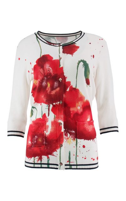 Passioni Cardigan Sommer-Twinset mit Mohn Blumen-Print günstig online kaufen