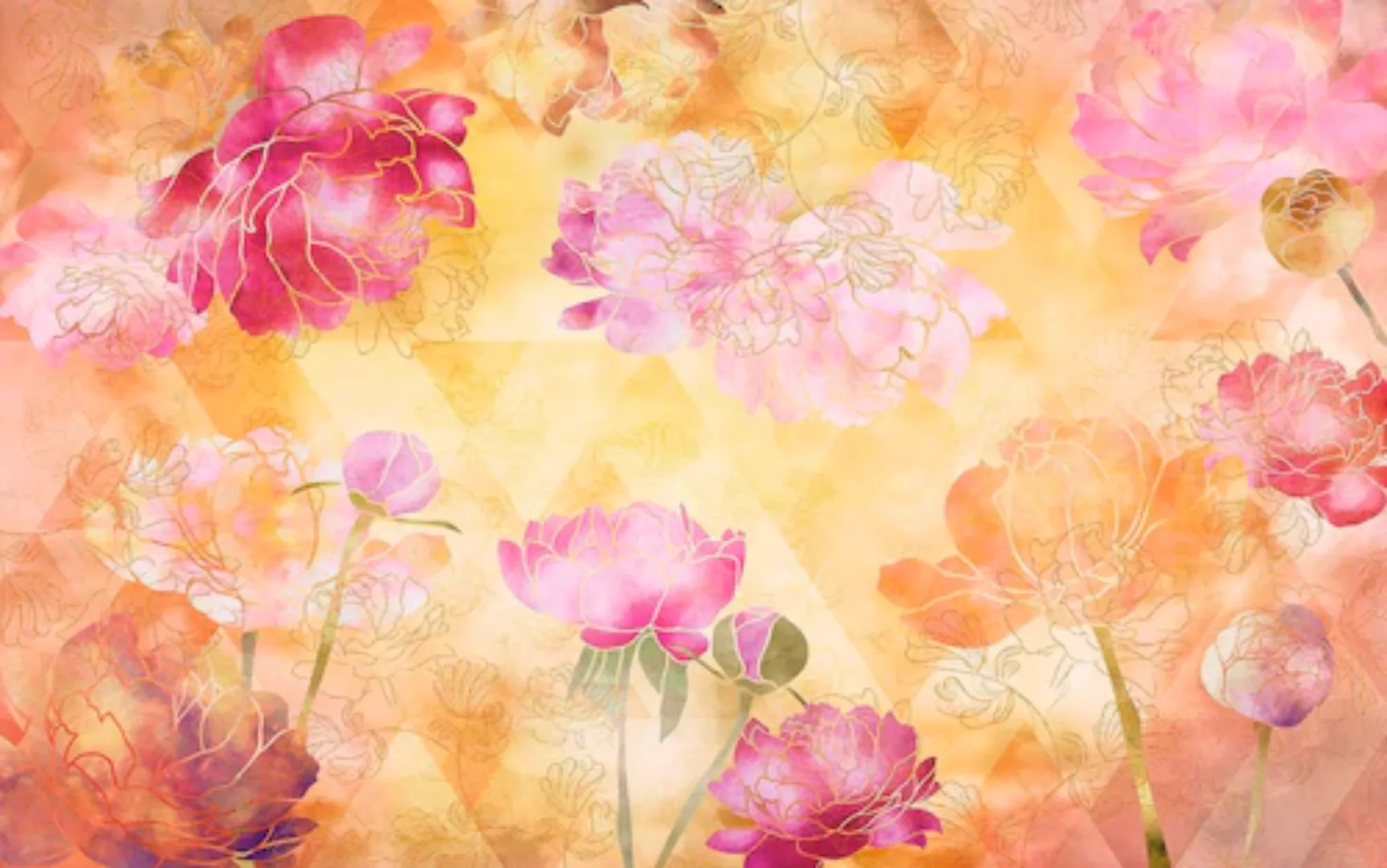 Sanders & Sanders Fototapete Blumen Rosa Gelb und Gold 400 x 250 cm 611930 günstig online kaufen