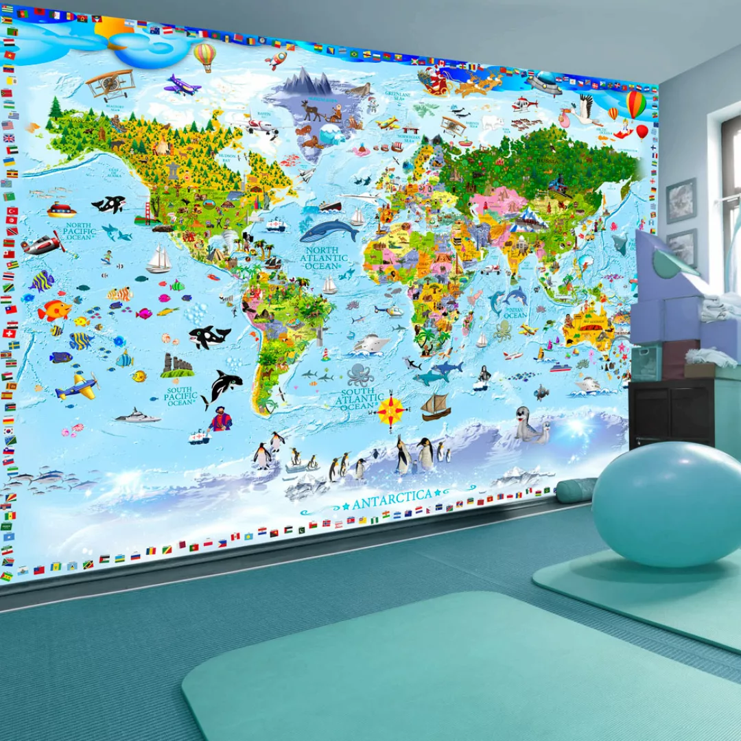 Selbstklebende Fototapete - World Map For Kids günstig online kaufen