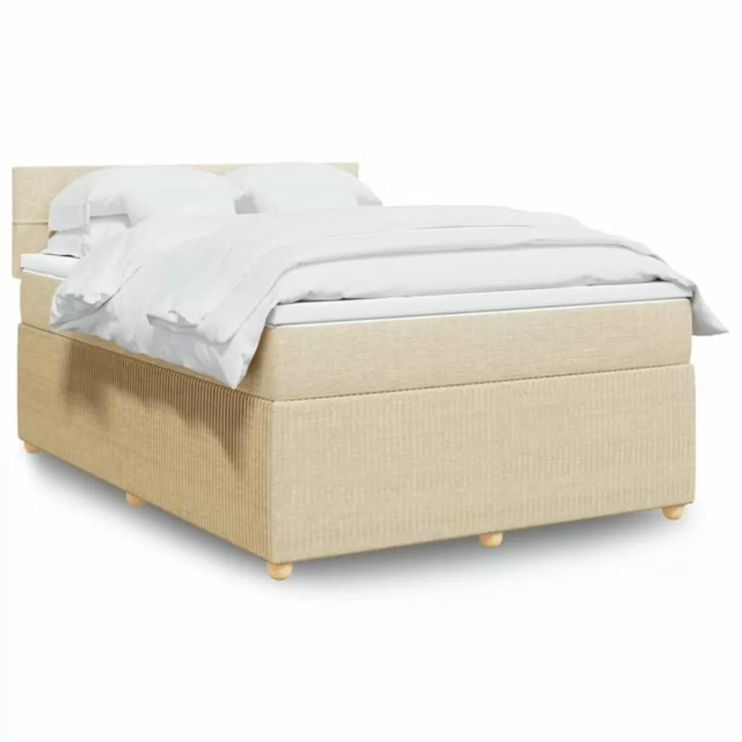 vidaXL Boxspringbett, Boxspringbett mit Matratze Creme 140x200 cm Stoff günstig online kaufen