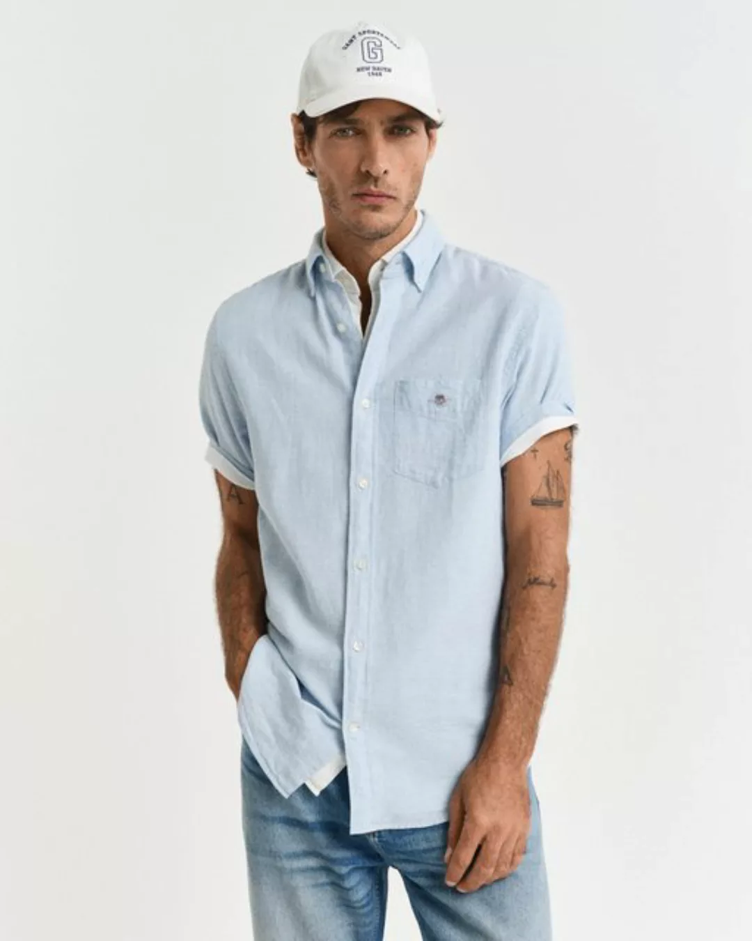 Gant Langarmhemd REG COTTON LINEN SHIRT günstig online kaufen