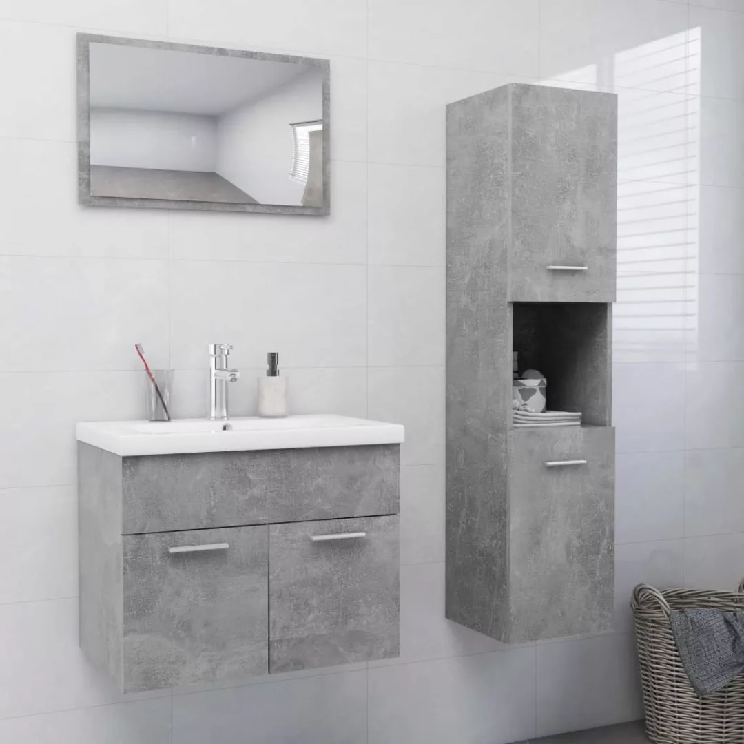 Waschbeckenunterschrank Mit Einbaubecken Grau Spanplatte günstig online kaufen