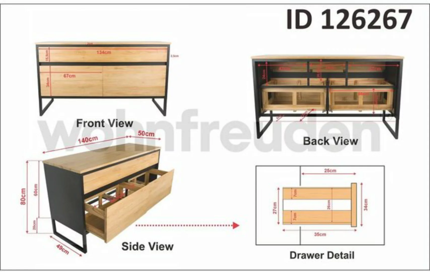 wohnfreuden Waschbeckenunterschrank Waschtisch-Unterschrank SAMURAI 140 cm günstig online kaufen